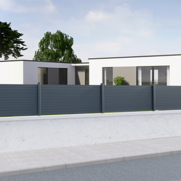 Clôture PVC plein gris -...