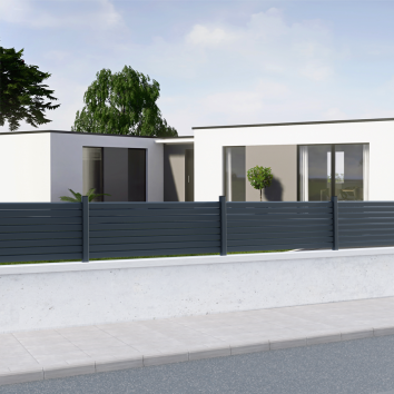 Clôture PVC persienné gris