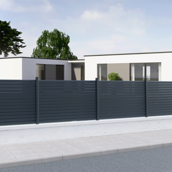Clôture PVC persienné gris