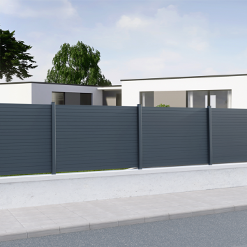 Clôture PVC plein gris