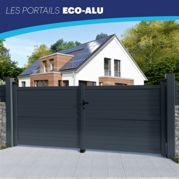 Portail plein avec traverse Eco-Alu battant